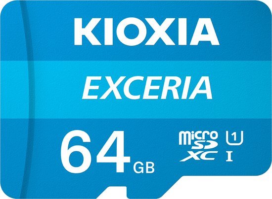 Micro SD Memory Card with Adaptor Kioxia Exceria UHS-I Class 10 Blue 64 gb